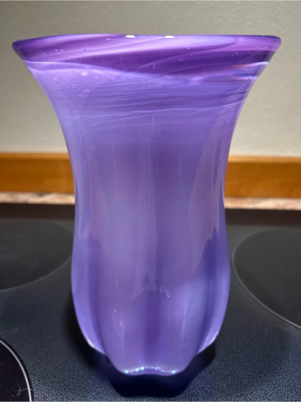 Blenko Handblown Glass Vase Ombre Lavender Lilac  9.5”x6”W 3lbs Flawless